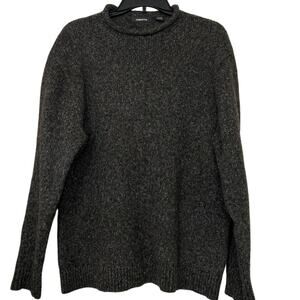 Claiborne Roll Neck Charcoal Gray Sweater Wool Blend Fisherman Classic Large